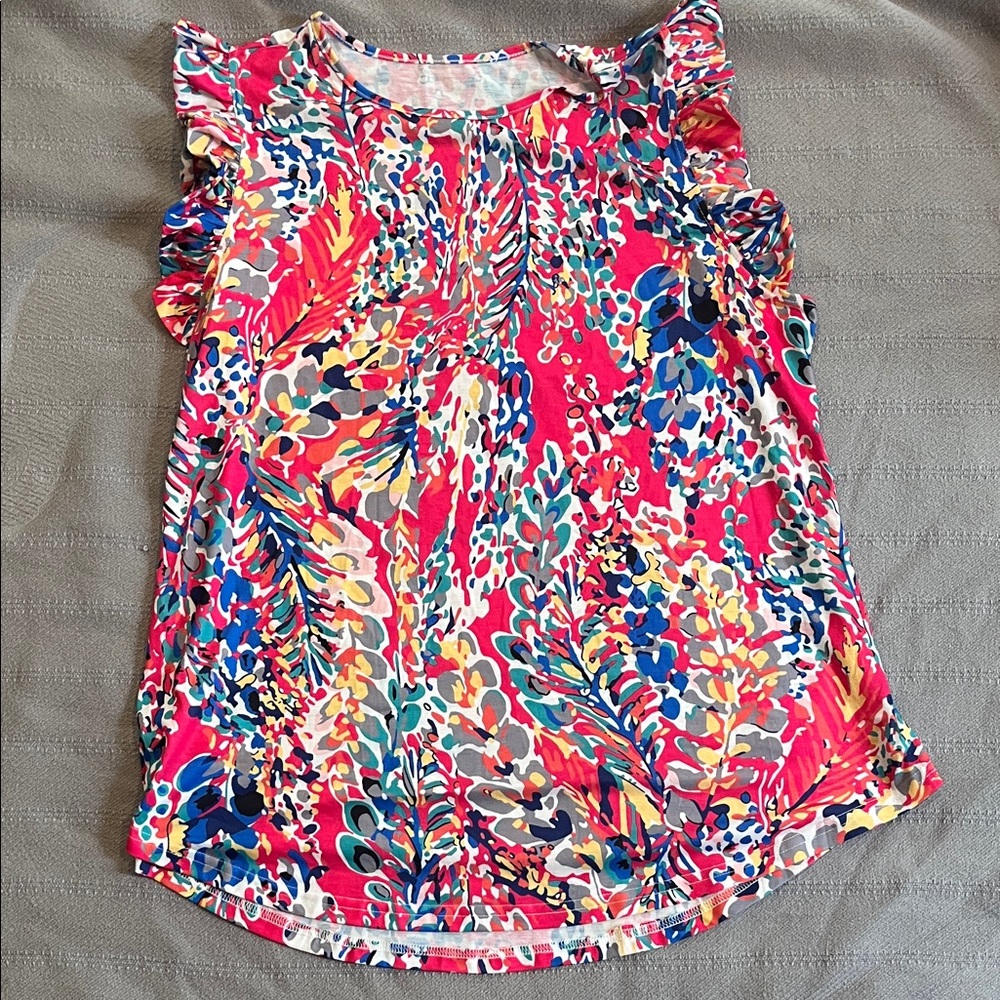 Colorful Ruffle Sleeve Top